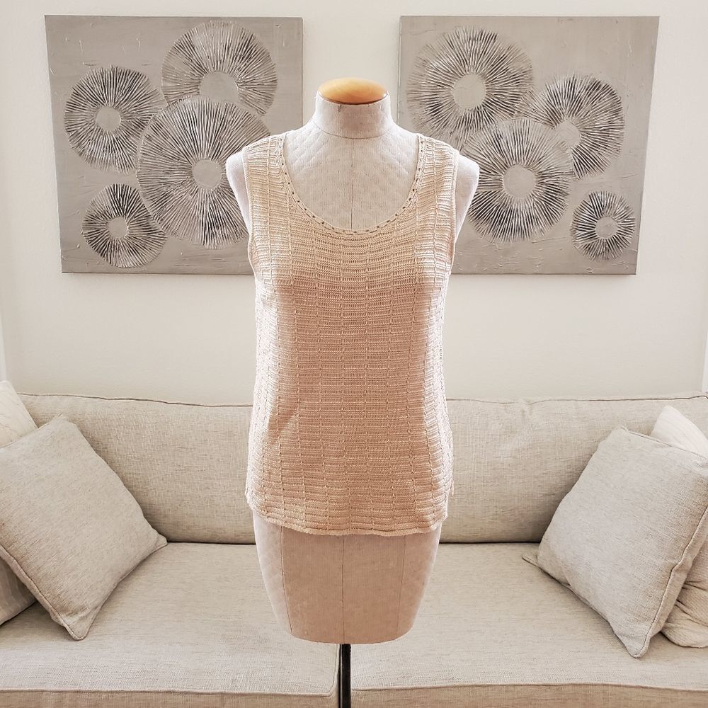 Chico's Metallic Knit Sleeveless Cotton Tank size Medium (Chico's size 1)